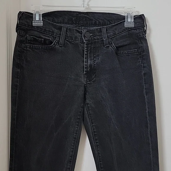 7 For All Mankind, Size 27 Washed Black Flared Jeans w/Sparkle Lightning Bolts - Picture 13 of 15
